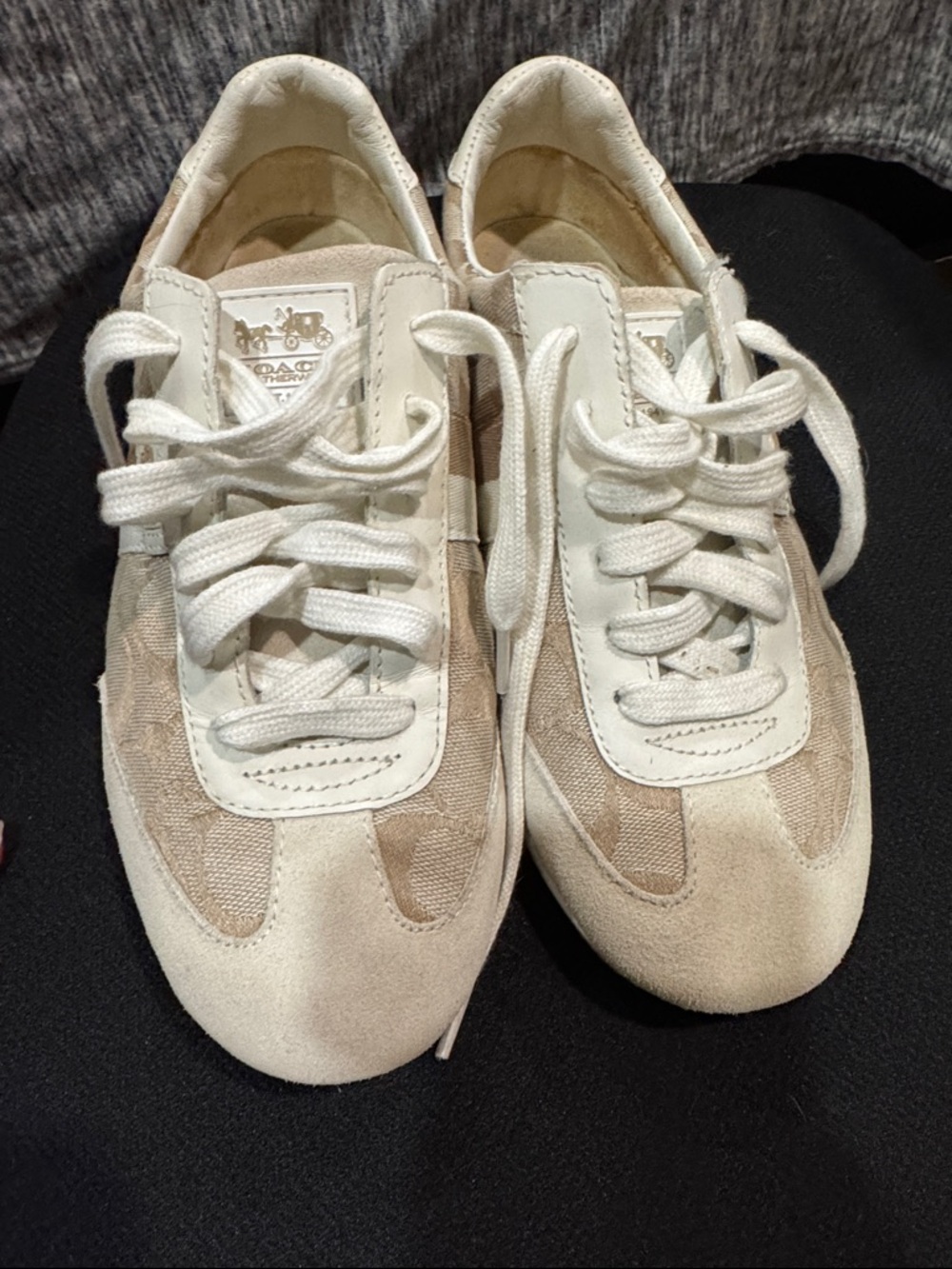 COACH Beige and White Signature Low-Profile Sneakers - Picture 7 of 10